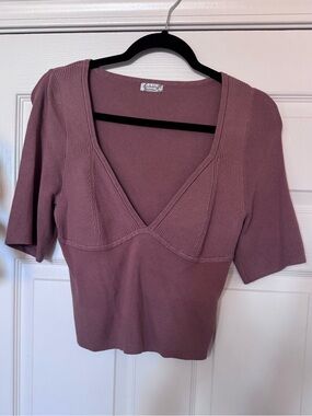 Free People Intimately V-Neck Ribbed Sweater Knit Top